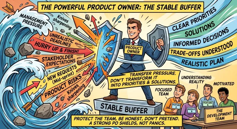الـProduct Owner مش مطلوب منه يمثل ان كل حاجة تمام طول الوقت